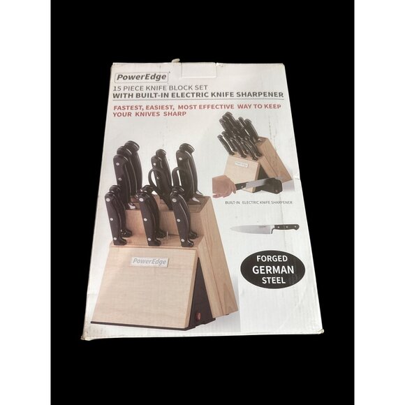 PowerEdge 15-Piece Knife Block Set W/ Built-In Electric Sharpener New in Box - Picture 1 of 5